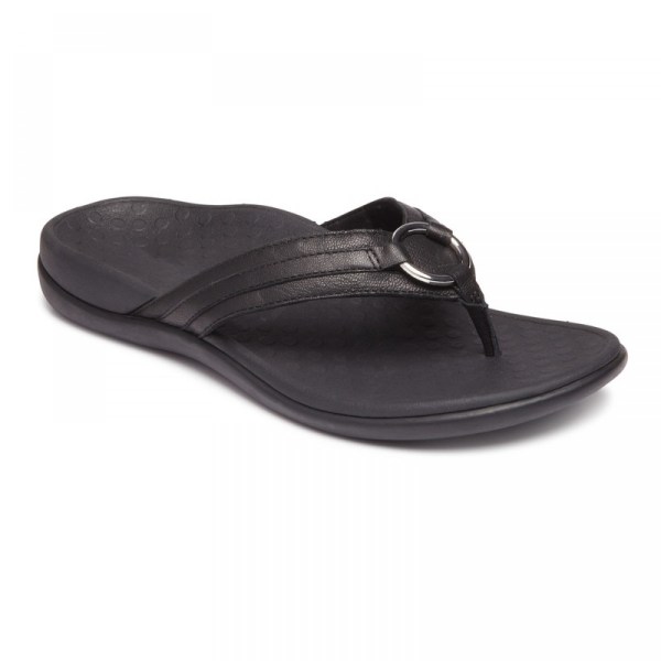 Vionic Sandals Ireland - Tide Aloe Toe Post Sandal Black - Womens Shoes Ireland | SYCWL-6189